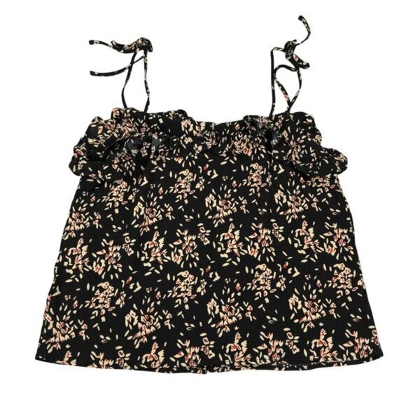 BA&SH Veda Print Camisole Tie Straps Sz Small Black - Picture 9 of 9